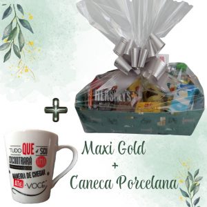 Cesta Maxi Gold & Caneca de Porcelana